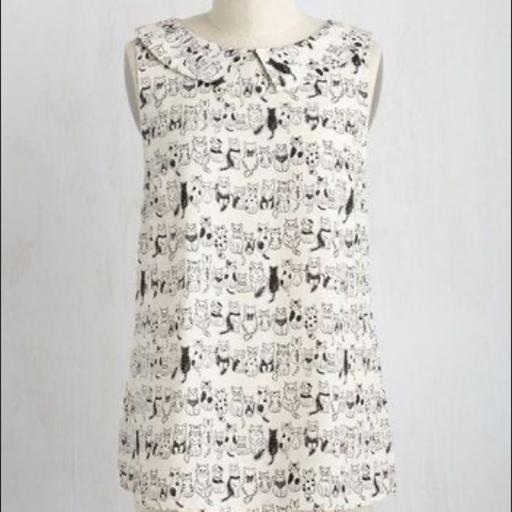 ModCloth Cat Sleeveless Flowy Top